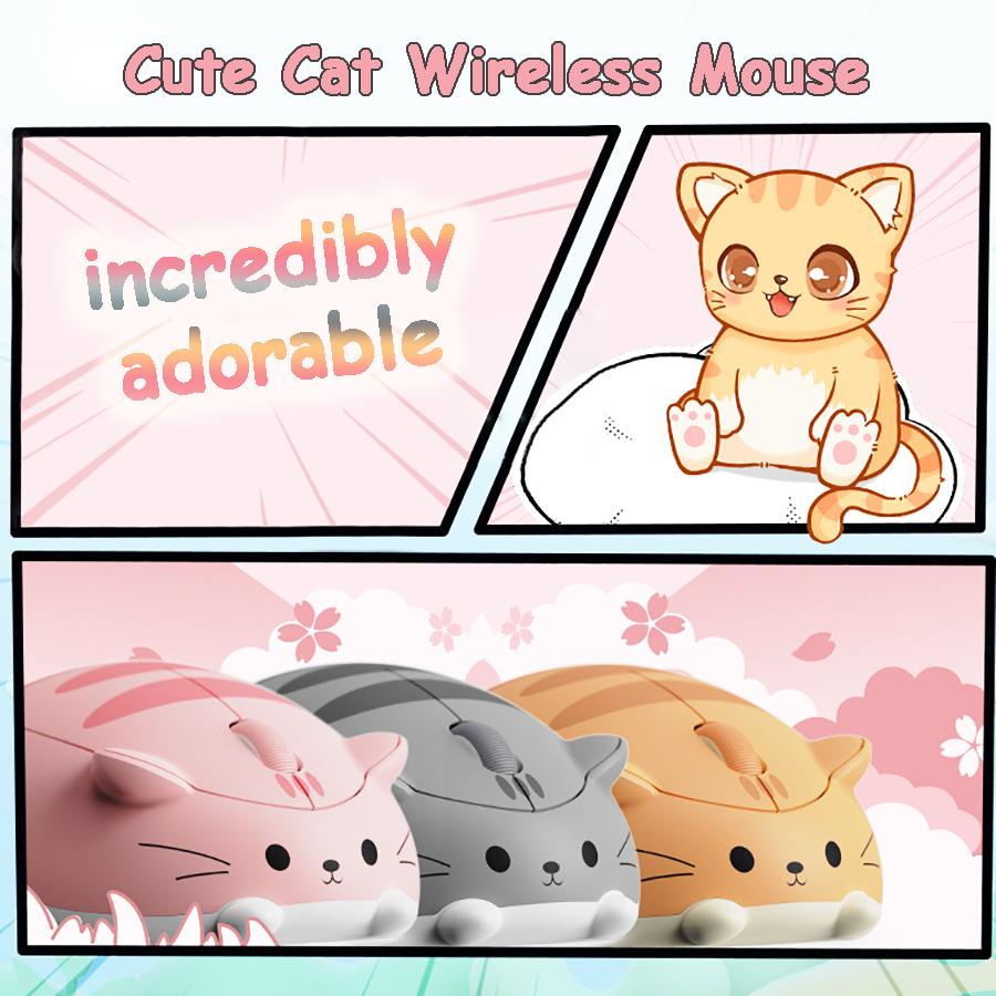 Kids Tablet With Accessories - Cute Cat 2.4G Wireless Mouse Creative