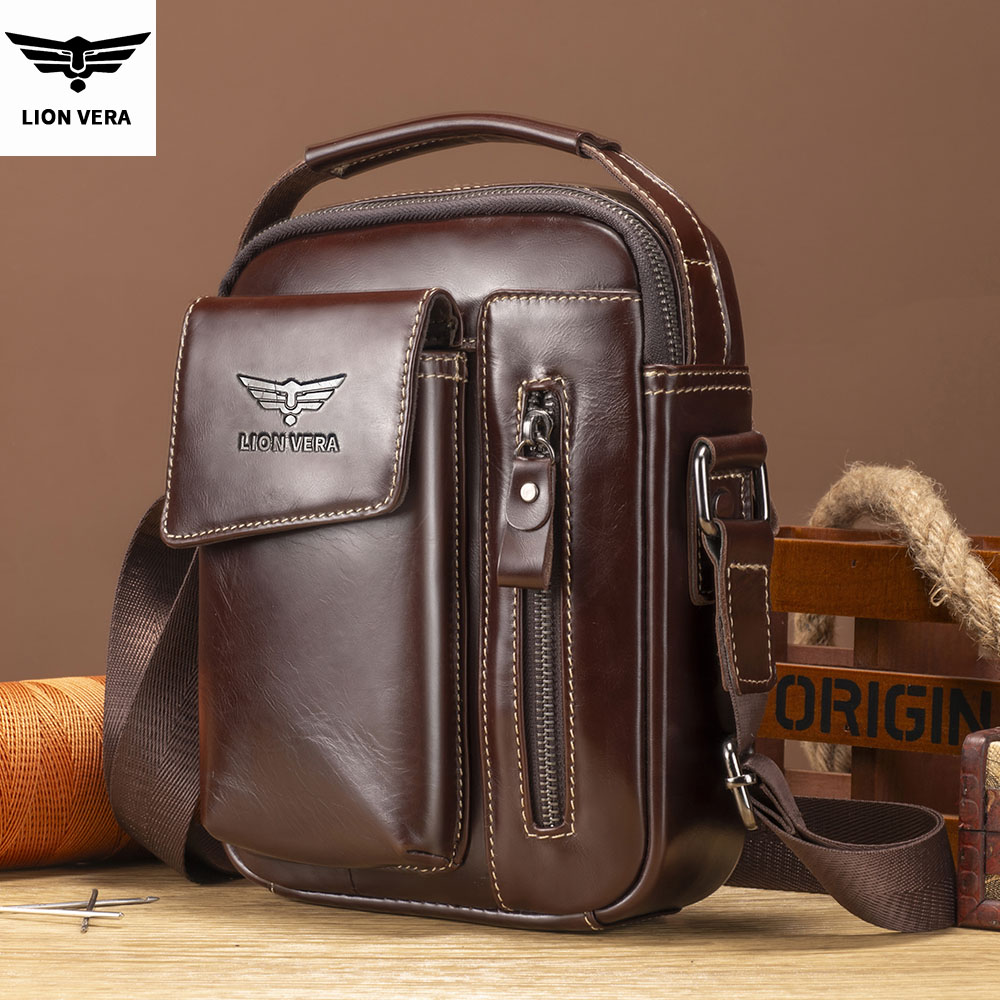 LION VERA Men's Genuine Leathe - Tablet Shoulder Bag 评论和价格