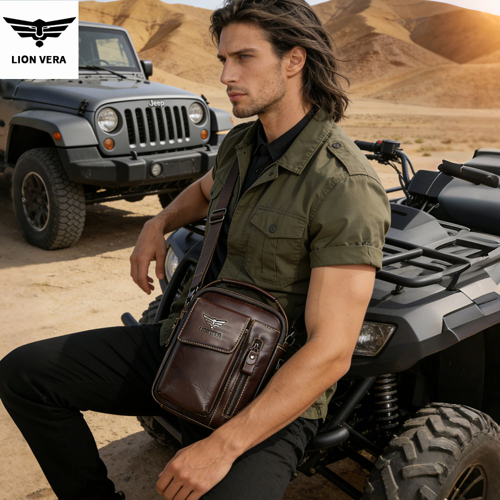 LION VERA Men's Genuine Leathe - Tablet Shoulder Bag 评论和价格