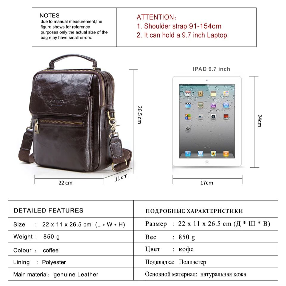 Genuine Leather Sling Shoulder - Tablet Shoulder Bag 评论和价格