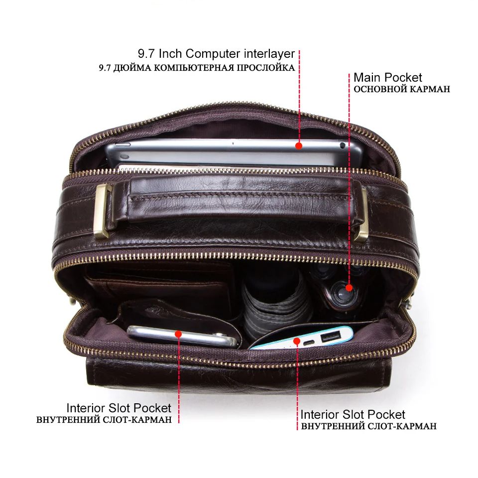 Genuine Leather Sling Shoulder - Tablet Shoulder Bag 评论和价格
