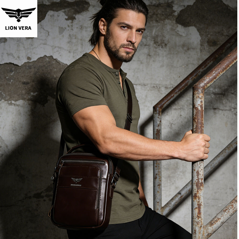 LION VERA Men's Genuine Leathe - Tablet Shoulder Bag 评论和价格