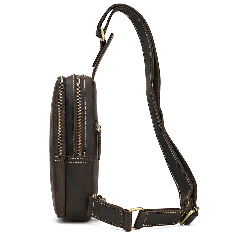 Genuine Leather Men's Chest Ba - Tablet Shoulder Bag 评论和价格